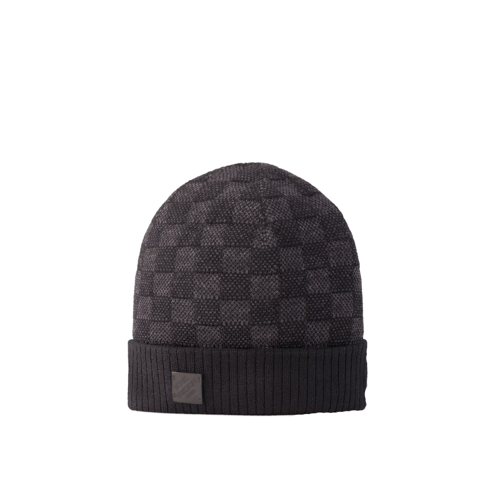 French Chequered Dark Grey Beanie
